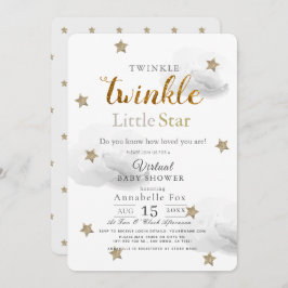 Twinkle Little Star Gray Virtual Baby Dusche Einladung