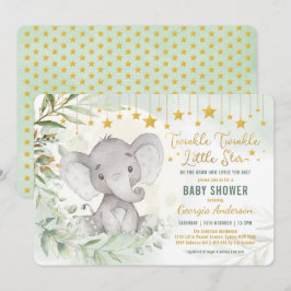 Twinkle Little Star Greenerie Elephant Babydusche Einladung