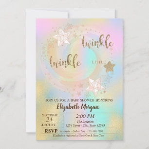 Twinkle Little Star Holografischer Babyshower Einladung