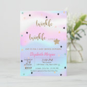 Twinkle Little Star Holographic Baby Shower Einladung (Stehend Vorderseite)