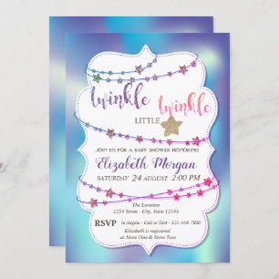 Twinkle Little Star Holographic Baby Shower Einladung