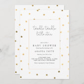 Twinkle Little Star Imitats Gold Elegante Babydusc Einladung (Vorne/Hinten)