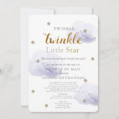 Twinkle Little Star Lavender Baby Dusche von Mail Einladung (Vorderseite)