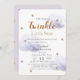 Twinkle Little Star Lavender Virtual Baby Dusche Einladung