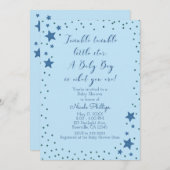Twinkle Little Star Light Blue Boy Baby Dusche Einladung (Vorne/Hinten)