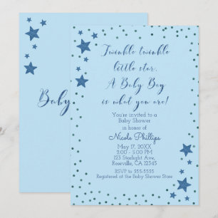 Twinkle Little Star Light Blue Boy Baby Dusche Einladung