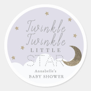 Twinkle Little Star Lilac Baby Dusche Runder Aufkleber
