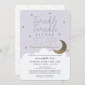 Twinkle Little Star Lilac Drive-by Baby Shower Einladung (Vorne/Hinten)