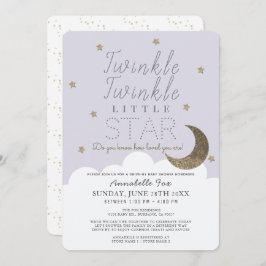 Twinkle Little Star Lilac Drive-by Baby Shower Einladung