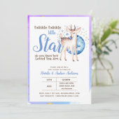 Twinkle Little Star Little Deer Blue Einladung (Stehend Vorderseite)