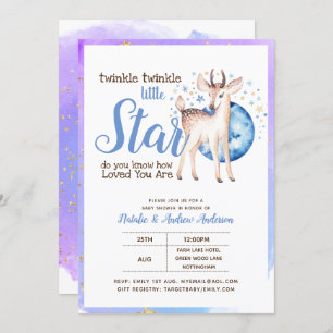 Twinkle Little Star Little Deer Blue Einladung