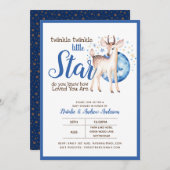 Twinkle Little Star Little Deer Blue Einladung (Vorne/Hinten)