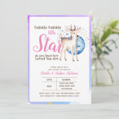 Twinkle Little Star Little Deer Pink Gold Moderne Einladung (Stehend Vorderseite)