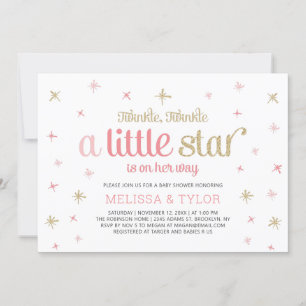Twinkle Little Star Mädchen-Baby-Party, Sprinkle Einladung
