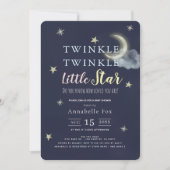 Twinkle Little Star Midnight Blue Baby Dusche Einladung (Vorderseite)