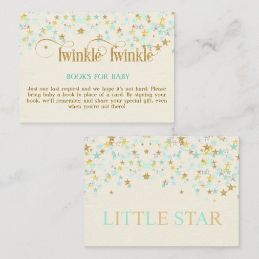 Twinkle Little Star Mint Gold Book Request Card Begleitkarte (Vorne/Hinten)