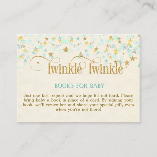 Twinkle Little Star Mint Gold Book Request Card Begleitkarte (Vorderseite)