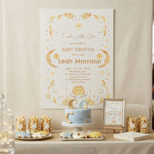Twinkle Little Star Mond & Sterne Babyparty Einladung