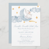 Twinkle Little Star Moon Blue Boy Baby Dusche Einladung (Vorne/Hinten)