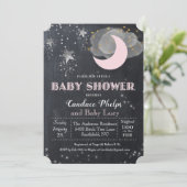 Twinkle Little Star Moon Kinderdusche Einladung (Stehend Vorderseite)