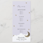 Twinkle Little Star Moon Lilac Baby Showmenü Menükarte (Vorderseite)