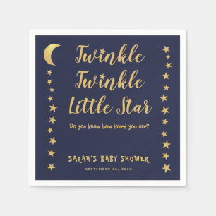 Twinkle Little Star Navy Blau Gold Baby Shower Serviette