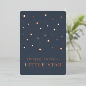 Twinkle Little Star Navy Blue Boy Baby Dusche Folieneinladung (Stehend vorne)