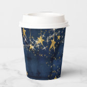 Twinkle Little Star Navy Blue Gold Boy Baby Dusche Pappbecher (Rückseite)