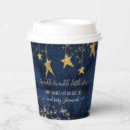 Twinkle Little Star Navy Blue Gold Boy Baby Dusche Pappbecher