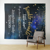 Twinkle Little Star Navy Gold Galaxy Baby Dusche Wandteppich (Beispiel (Horizontal))