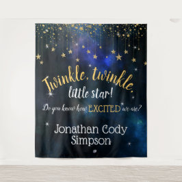 Twinkle Little Star Navy Gold Galaxy Baby Dusche Wandteppich