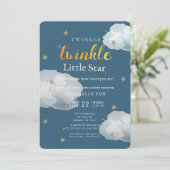 Twinkle Little Star Navy Kinderdusche Einladung (Stehend Vorderseite)