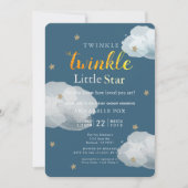 Twinkle Little Star Navy Kinderdusche Einladung (Vorderseite)