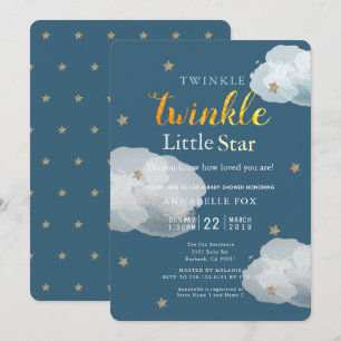 Twinkle Little Star Navy Kinderdusche Einladung