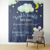 Twinkle Little Star Navy Woodland Fox Babydusche Wandteppich (Beispiel)