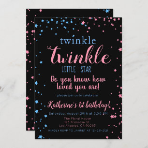 Twinkle Little Star Neutral Girl & Boy Geburtstag Einladung