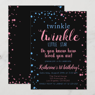 Twinkle Little Star Neutral Girl & Boy Geburtstag Einladung