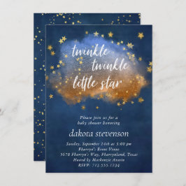 Twinkle Little Star | Neutrales blaues Kupfer und  Einladung