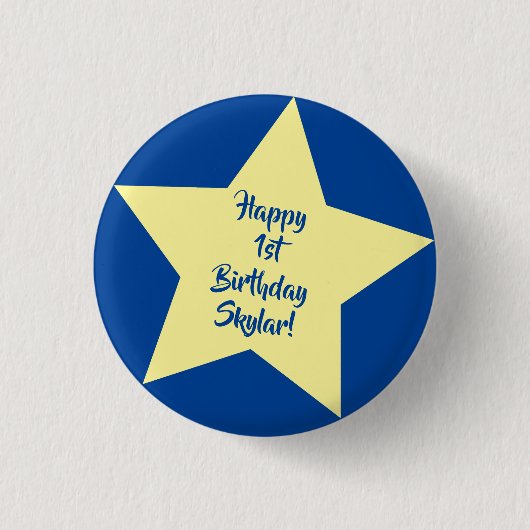 Twinkle Little Star Niedlich 1. Geburtstag Party T Button (Vorderseite)