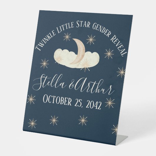 Twinkle Little Star Party Signs - Celestial Gender Sockelschild (Vorderseite)