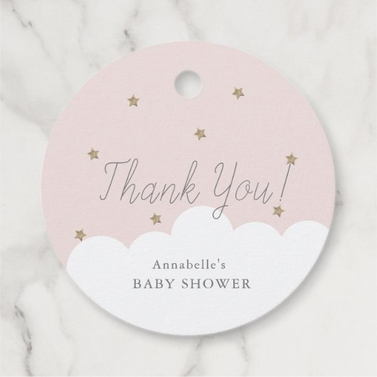Twinkle Little Star Pink Baby Dusche Danke Geschenkanhänger (Rückseite)