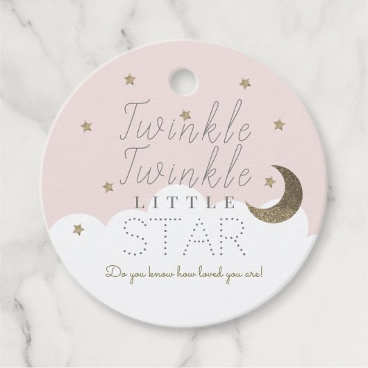 Twinkle Little Star Pink Baby Dusche Danke Geschenkanhänger (Vorderseite)