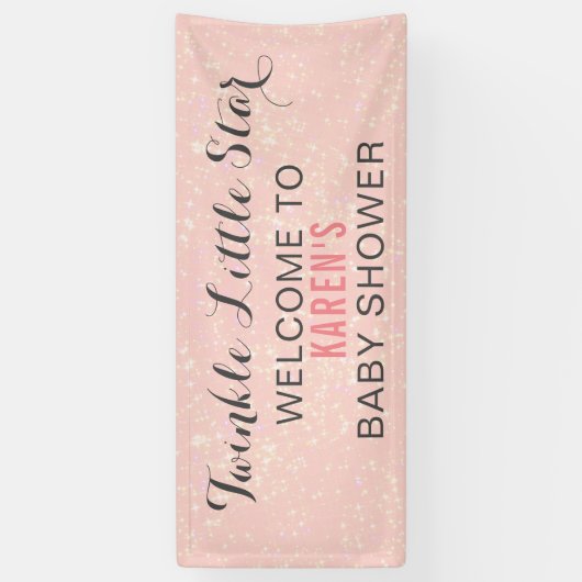 Twinkle Little Star Pink Baby Dusche Personalisier Banner (Vertikal)