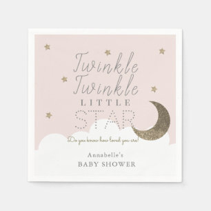 Twinkle Little Star Pink Babydusche Papier Serviette