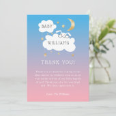 Twinkle Little Star Pink Blue Bunny Gender Reveal Dankeskarte (Stehend Vorderseite)