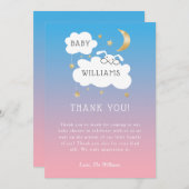 Twinkle Little Star Pink Blue Bunny Gender Reveal Dankeskarte (Vorne/Hinten)