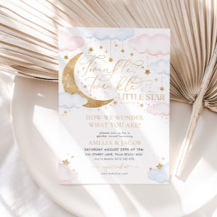 Twinkle Little Star Pink Blue Gender Reveal Einladung