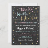 Twinkle Little Star Pink Blue Gold Gender Reveal Einladung (Vorderseite)