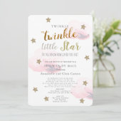 Twinkle Little Star Pink Cloud Baby Dusche per Mai Einladung (Stehend Vorderseite)