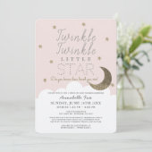 Twinkle Little Star Pink Drive-by-Baby-Dusche Einladung (Stehend Vorderseite)